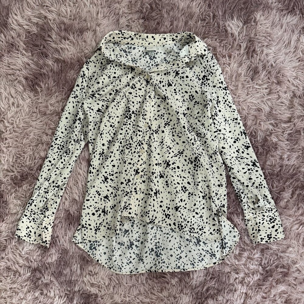 A New Day Dalmatian Print Button-Up Blouse